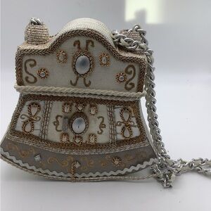 Vintage Fabric Covered Box Shoulder Bag